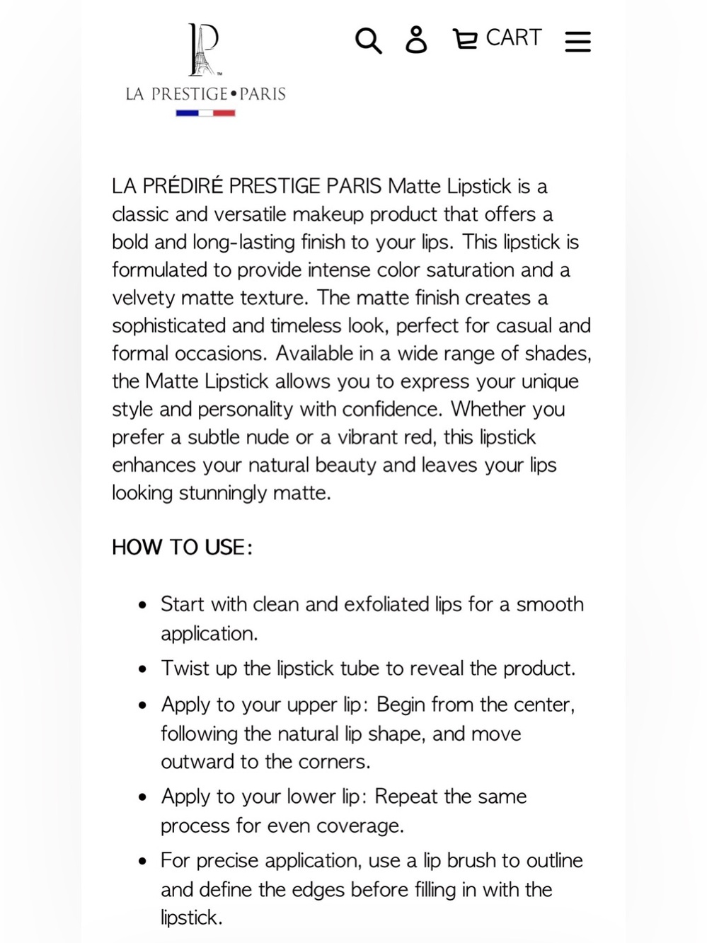 La Prédire Prestige Paris Matte Lipstick Red Lava Authentic - Picture 4 of 9